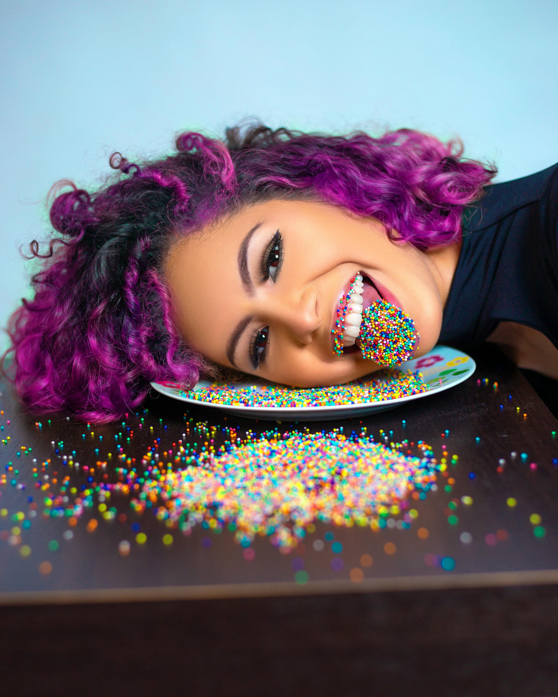 Peachii Lick It Visual Pleasure - Woman with Colorful Sprinkles on Plate